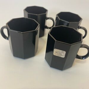 Vintage Arcoroc set of 4 black espresso cup made in France